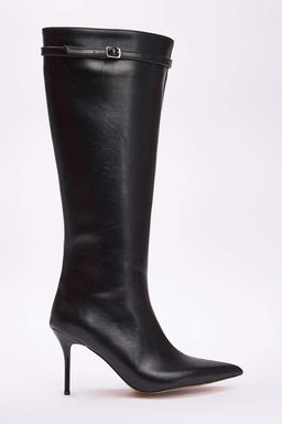 Siyah Kemer Detayl? Ince Topuklu Kad?n cizme TAKAW26CZ00036