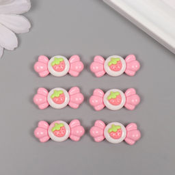 Декор для творчества пластик «Клубничная конфетка», набор 6 шт., 1.5×3×1 см