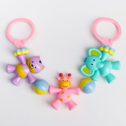 Растяжка на коляску/кроватку Зверята, 3 игрушки, цвет МИКС, Крошка Я