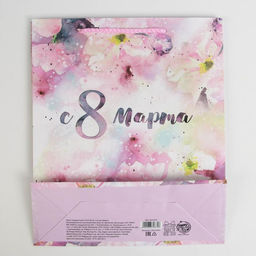 Цена за 2 шт. Пакет подарочный ламинированный, упаковка, С 8 марта, ML 21?25?8 см