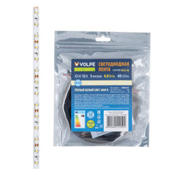 ULS-Q320 2835-60LED/m-8mm-IP20-DC12V-4,8W/m-5M-3000K Гибкая светодиодная лента на самоклеящейся основе. Катушка 5 м. в герметичной упаковке. Теплый белый свет(3000K). ТМ Volpe.