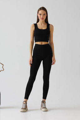 Лосины Легинсы из хлопка с лайкрой с высокой посадкой