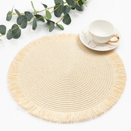 Салфетка сервировочная Доляна Бохо, цв.молочный, d 38 см