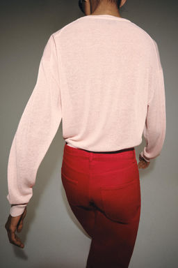 CHAQUETA PUNTO FINO / Rosa pastel
