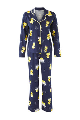 Teen Lacivert %100 Pamuklu Ordek Desenli Biyeli Orme Pijama Tak?m? THMAW26PT00117