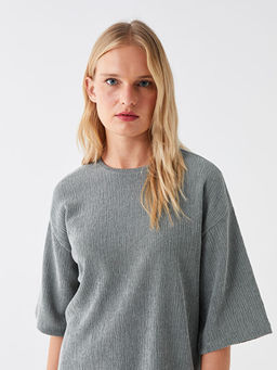 Bisiklet Yaka D?z Oversize Kad?n Bluz