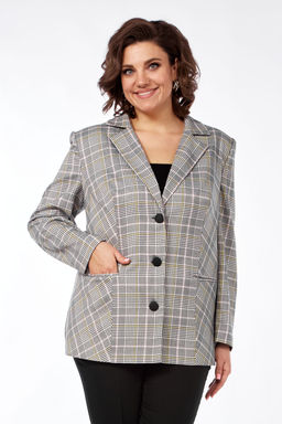 Жакет Элль стиль 2016/6ж серый/розовая клетка  фото 3