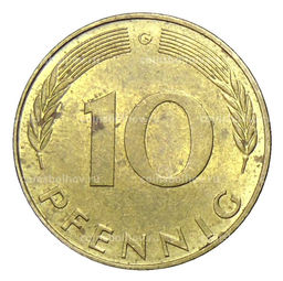 Монета 10 пфеннигов 1972 года G Германия