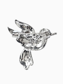 Брошь «Птица» голубка, цветная в серебре