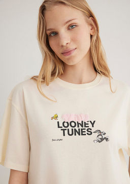 Looney Tunes Bask?l? Ekru Tisort - Mavi фото 3