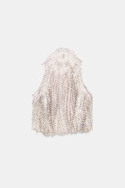 FAUX FUR HALTER TOP - Zara фото 8