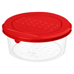 Asti Контейнер для продуктов пластмассовый 0,5л, д13см, h5,3см, круглый, красный, подходит для СВЧ (Россия)
