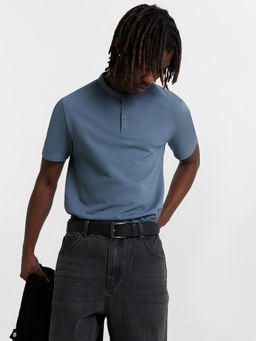 Поло мужское синее серый деним 111764/1