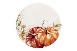 Подставка под кружку, 11 см, круглая, керамика/пробка, белая, Тыквы, Light pumpkin