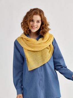 Большой, двусторонний однотонный палантин из жатого полотна вареный хлопок - Tantino фото 3