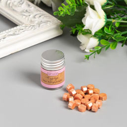 Цена за 2 шт. Сургуч в гранулах в баночке Восьмигранник лососевый 9 гр 4,5х3х3 см