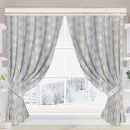 Шторы для кухни с подхватом Эстетик 145*180/Шторы: 2 шт.- 145*180, подхваты: 2 шт. Шторы "АРТ ДИЗАЙН" для кухни