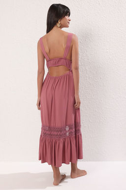 TRENDYOLMILLA Pudra Maxi Dokuma Dantelli Plaj Elbisesi TBESS25EL00064  фото 4