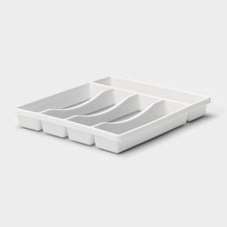 Лоток для столовых приборов Griten, с силиконовой вставкой, 5 отделений, 33.5×29.3×4.5 см, пластик, белый