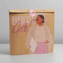 Пакет крафтовый упаковочный Boss Girl, 30 40 6 см