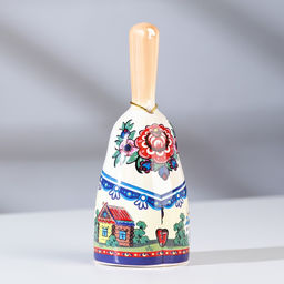 Цена за 2 шт. Колокольчик с ручкой Матрешка средняя, керамика, микс - Simaland фото 3