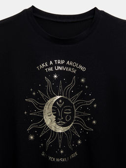 Комплект женский (футболка, брюки) черный с созвездиями черный +созвездия на черном 592432-1 - Mark formelle фото 9