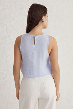 Trendyolmilla Ac?k Haki Kolsuz Crop Dokuma Keten Gorunumlu Bluz TWOSS22BZ0246 фото 16