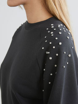 Bisiklet Yaka Ta?l? Oversize Kad?n Sweatshirt