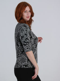 Кофта люрексовая с цветами серебро - Almond фото 3