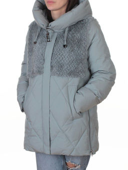 M-8800 GRAY/LT. BLUE Куртка зимняя стеганная женская (150 гр. холлофайбер)