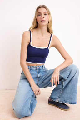 TRENDYOLMILLA Siyah-Vizon 2li Paket Poliamid Icerikli Ask?l? Crop Fitted Esnek Orme Atlet TWOSS24AL00053  фото 29