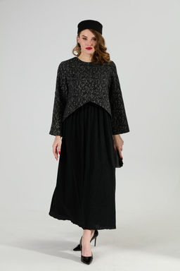 Платье NIKVA н740-22 графитовая абстракция и чёрный