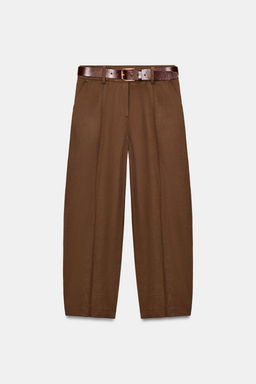 PANTAL?N GLOBO CINTUR?N / Marr?n - Zara фото 6