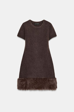 KNIT DRESS WITH FAUX FUR DETAIL - Zara фото 6