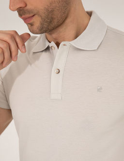 A__k Gri Slim Fit %100 Pamuk Polo Yaka Merserize Ti__rt