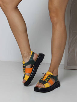 Босоножки 2029.2525bl. Зеленый желтый оранжевый