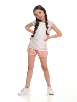 Футболка блузка для девочки UD 6536 роз полоса - Mini maxi фото 3