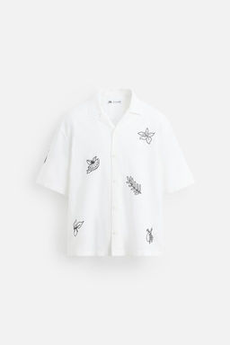 EMBROIDERED COTTON/LINEN SHIRT - Zara фото 6