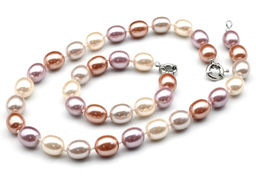 Бусы, браслет из майорки овал 13*15мм цв.белый, розовый, рыжий, 47; 20см