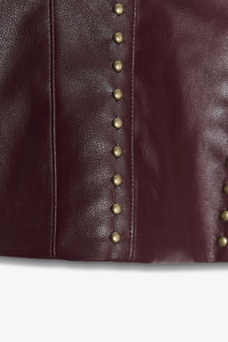 STUDDED FAUX LEATHER BANDEAU TOP - Zara фото 9