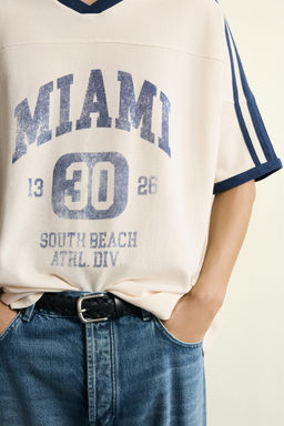 CAMISETA RELAXED FIT ESTAMPADO F?TBOL RETRO / Blanco roto - Zara фото 6