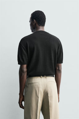 CAMISETA PUNTO ALGOD?N - LINO / Negro - Zara фото 11