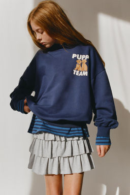 SUDADERA CAPUCHA TEXTO PERROS / Azul
