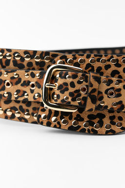 STUDDED ANIMAL PRINT LEATHER CORSET BELT - Zara фото 4