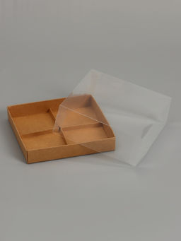 Цена за 3 шт. Коробка для муссовых пирожных 4 штуки, 17×17×6 см, крафт