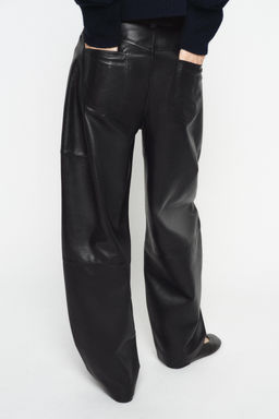 ZW COLLECTION LIMITED EDITION LEATHER BARREL TROUSERS - Zara фото 14