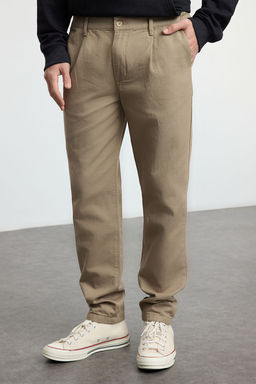 TRENDYOL MAN Vizon %100 Pamuk Pili Detayl? Beli Lastikli Chino Pantolon TMNAW25PL00010