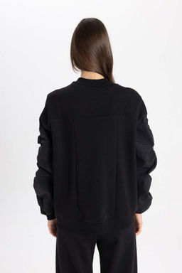 Кардиган-бомбер оверсайз с воротником-стойкой - Defacto фото 10