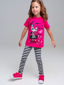 32422149 Комплект для девочек: фуфайка (футболка), брюки (легинсы)