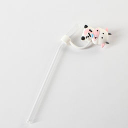 Кружка керамическая с крышкой и трубочкой Milk, 350 мл, цвет белый и чёрный